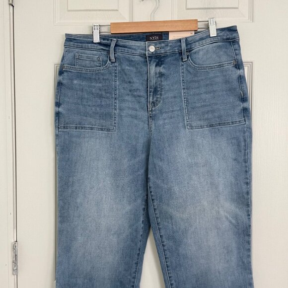 NYDJ Marilyn Straight Ankle Jeans Womens 16 Blue Stretch Patch Pocket - Picture 3 of 14